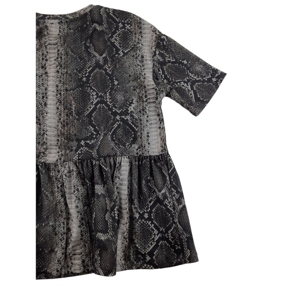 Zara Womens Gray Black Snakeskin Reptile Print Peplum Top Short Sleeve S - Picture 4 of 6